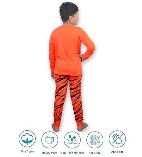 Image of Hestia | H.NSG.7 | Kids Nightwear | Sleepwear | Cotton | Trouser Full Sleeves Tshirt | Elastic Waist | Night Dress with Pyjama Tshirts for Boys | Breathable Fabric | Set 1