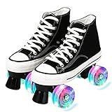 LETIAN Unisex Casual Canvas Rollschuhe, Glänzende Zweireihige Rad-Quad-Rollschuhe Für Mädchen Perfekte Indoor-Outdoor-Rollschuhe Für Damen Und Herren C1,41
