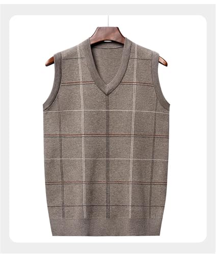 Mnjyihy Mens V Neck Pullover Sweater Vest Fall Winter Sleeveless Thick Slim Fit Checked Sweater Vests2