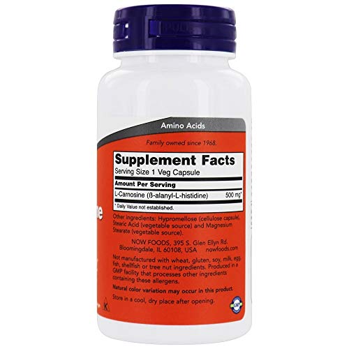 L-Carnosine 500 mg 50 cápsulas vegetais (pacote com 2)