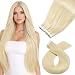 Moresoo 16 Inch Seamless Tape in Remy Human Hair Extensions Platinum Blonde Color #60 20pcs/50g Straight Unprocessed Real Human Hair Extensions Tape in Hair