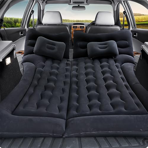 LDHSYU Car Air Mattress for Honda Element 2003-2011, Trunk Rear Seat Inflatable Thickened Flocking Travel Camping Bed, Air Pump 2 Pillows,Black