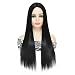 Benegem 24 inches Black Long Wigs Middle Part Straight Synthetic Cosplay Wigs for Halloween Party Daily Wear