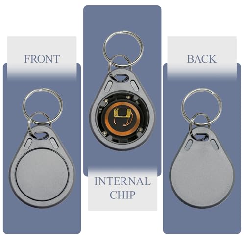 Ultralight C ULC Keyfobs NFC Key Fobs RFID Token Key Cards 13.56MHz Kontaktlose Ticket IC MF0ICU2 Grau RFID Key Fob Kompatibel mit aktualisierten SAFLOK, KABA, UNITY & Salto Schlösser (10pcs)