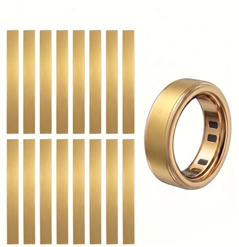 Seltureone 16 Pack for Oura Ring Gen 4/4 Ceramic/Gen 3 Skin Cover Scratch-Resistant Stays in Place Protective Film for Oura Ring 4 Cover (Gold Size 5/6/7/8)