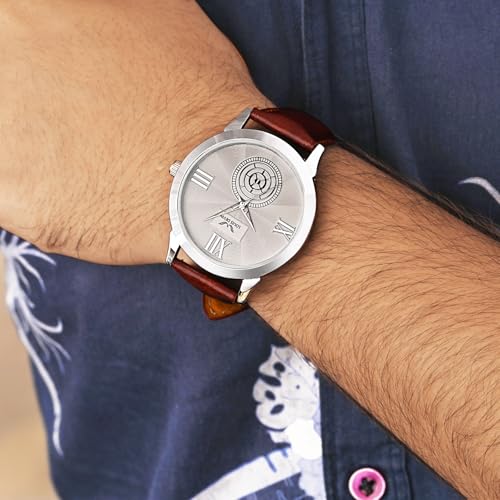 Image of LOUIS DEVIN Black /Blue /Brown /Green Leather Strap Analog Wrist Watch for Men (Black /Blue /Brown /Green /White Dial) | LD-GR079