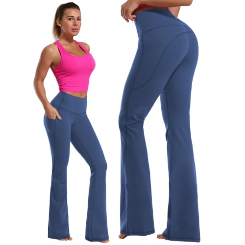 Image of BUBBLELIME Women Out Pockets High Waist Bootlegs Tummy Control Yoga Flared