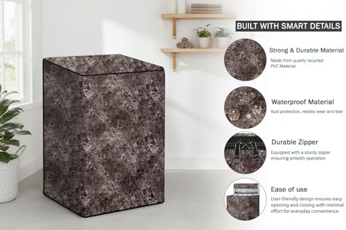 Image of Stylista Top Load Fully Automatic Washing Machine Cover Compatible for IFB 8 kg, 8.5 kg, 9 kg & 9.5 kg, Marble Pattern Brown