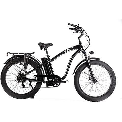 Soumye Beach Cruiser E-Bike 1050W Pack Watts Motor 48V/768WH Lithium Battery 26”x4.0 Fat Tire Max Speed 28m/h Step-Thru M5 Larger Size Display, 7 Gears for Adults (S132-Black) Cover