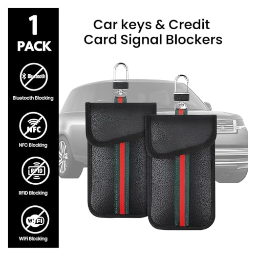 Image of Faraday Bag, Vertical Ribbon Carbon Fiber Key Organizer, Signal Blocking Pouch for Electronic Security, Compact Faraday Cage Design for Key Protection, Carbon Fiber Material Construction