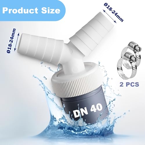 Doppelanschluss waschmaschine, Spülmaschine - Abfluss Adapter für Geschirrspüler und waschmaschine abfluss adapter - Y- für Schlauch mit Eingangsstutzen von 18-24 mm und Abgang DN 40 -Rohr