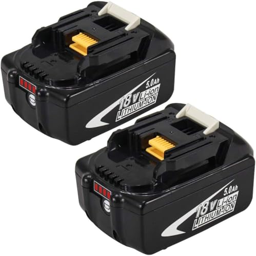 Moticett 18V BL1850B 2 pcs Batería Repuesto para Makita Batería 18V 5.0Ah Compatible para Makita BL1860 BL1850B BL1850 BL1840B BL1830B BL1830 BL1820 BL1815 BL1825 BL1835 BL1845 con Indicador LED