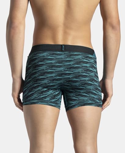 Image of Jockey MM08 Men's Microfiber Mesh Elastane Stretch Printed Performance Active Wear Trunk with StayDry Technology