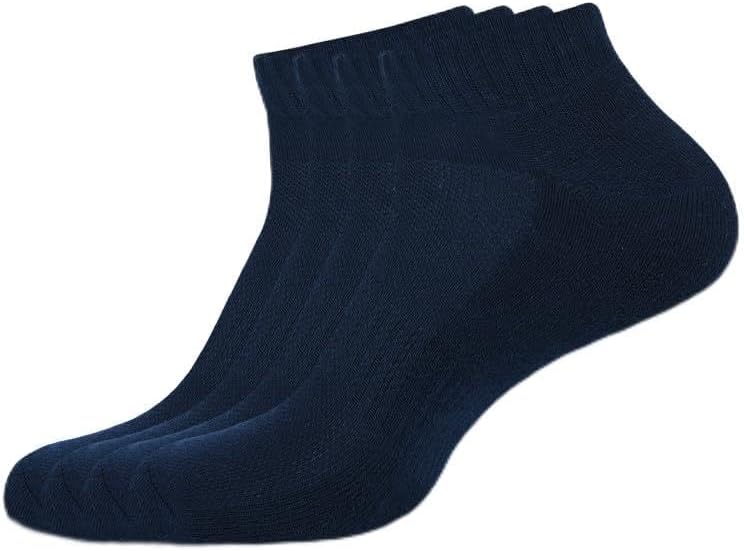 Men's No-Show Athletic Running Socks – Low Cut Cotton Ankle Sports Socks with Cushioned Sole, Anti-Blister Heel Tab