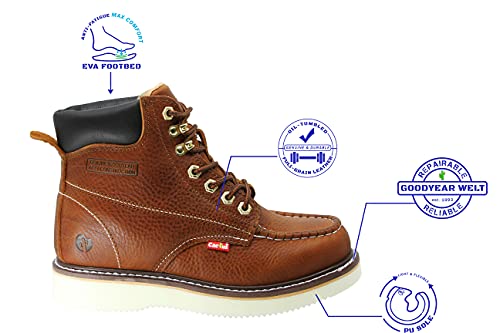 Cactus Men's 71622M 6" Full Grain Leather Polyurethane (PU) Outsole Moc-Toe Work Boots2