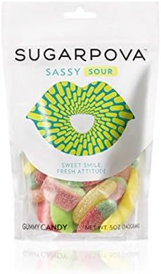 Sugarpova Sassy Sour Fruit Flavored and Shaped Gummy Candy - 6 Count Case