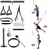 Lyndwin Kabelzug Fitness Trizeps Trainingsgerät, Bizeps Kabelzug Latzug Geräte mit Griff Gerader Stange Latzugturm Kabelturm Fitnessgeräte Kraftstation Home Gym Workout Pulley System Set für Zuhause
