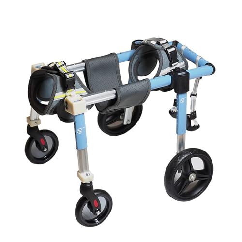 Silla de ruedas para perros ajustable con soporte integral de 4 ruedas 7
