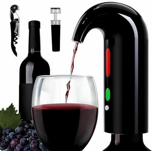 Aireador eléctrico para vino, dispensador de vino, aireador y decantador para vino, accesorios para vino tinto y blanco. Los mejores regalos relacionados con el vino - Negro