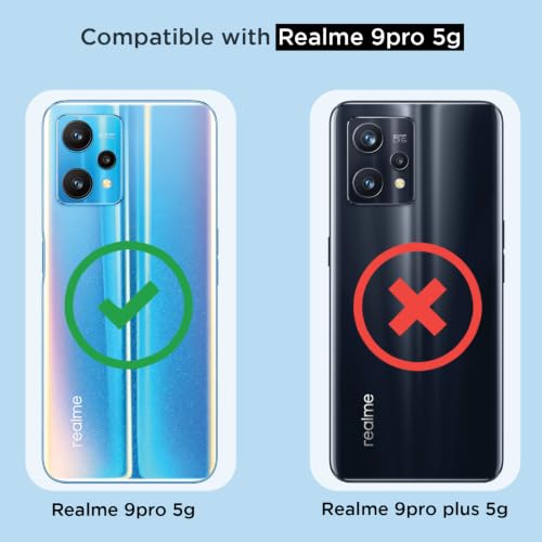 Image of Outlouders Back Cover for Realme 9 Pro 5G Clear Transparent PC + TPU Bumper Case with Raised Edges for Shockproof Protection (Transparent)