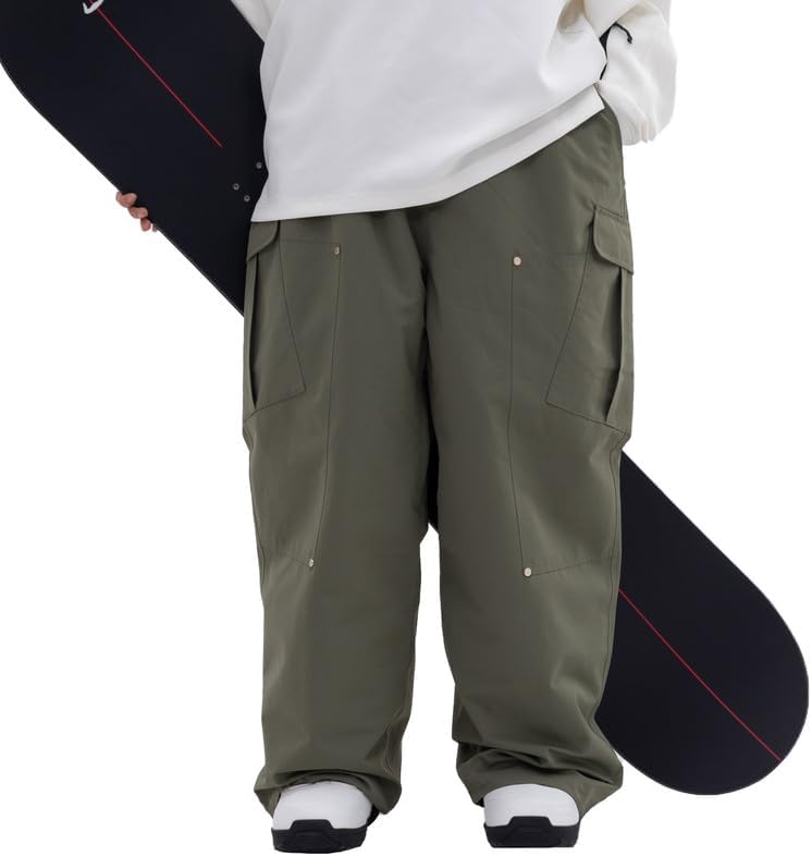 SNOWVERB Womens Mens Super Baggy 15K Waterproof Snowboard Ski Pants Workwear Loose Fit Snow Pants for Winter Sports