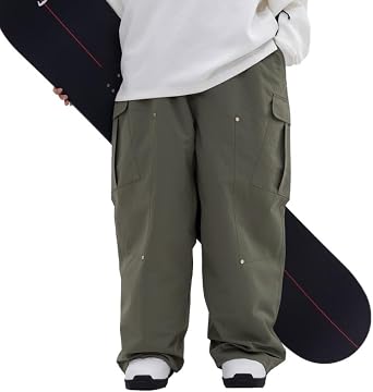 SNOWVERB Super Baggy Snowboard Pants Waterproof Ski Pants Workwear Cargo Loose Fit Snow Pants for Men Women Winter Sports