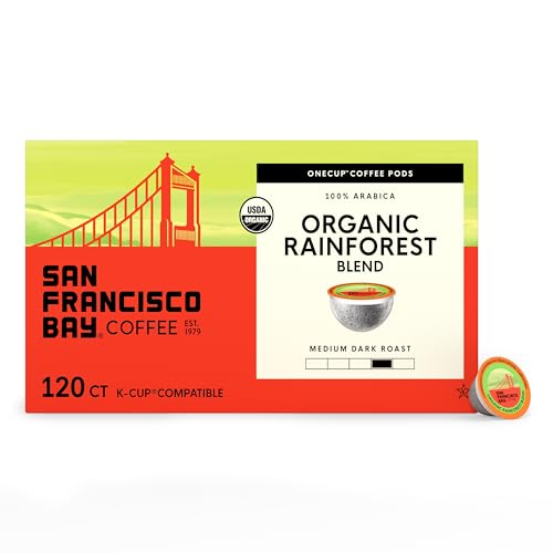 Image of San Francisco Bay K-Cup Coffee Pods, Organic Rainforest Blend (120 ct), Medium-Dark Roast, Commercially Compostable USDA Organic Single-Serve Coffee Pods