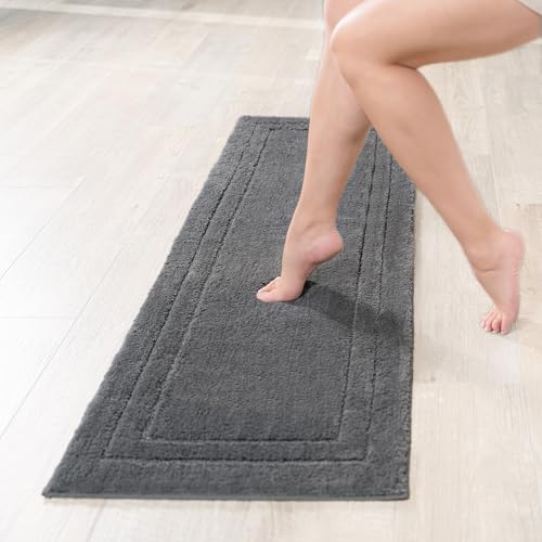 Decomira Alfombra de Baño Antideslizante | Alfombrilla súper Absorbente y Lavable a máquina | para el baño, la Ducha, la bañera o como Alfombra WC | Antracita - 50x150 cm