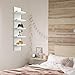 Hlimior 5 Tier Wall Shelf Unit - Narrow Smooth Laminate Finish - Vertical Column Wall Decor Mount Floating Storage Home Decor Organizer Tall Tower Utility Shelf for Bedrooms, Living Rooms(White)