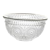 JECOMPRIS Retro Dessertschale aus Klarem Glas mit Sonnenblumen Relief Kreative Servierschale für...