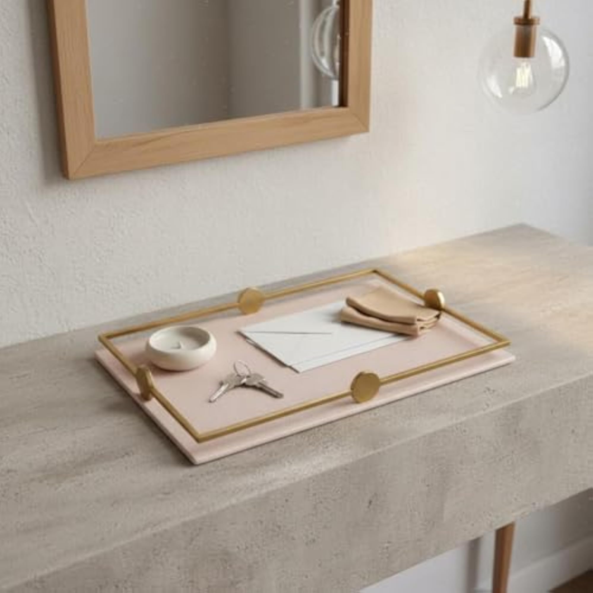 Multipurpose Leather Serving Tray, Elegant Design