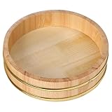 SOPOTUTU Sushi Behälter Holz 24cm Khaki, einfacher und großzügiger Holzeimer zum Mischen von Reis, ideal für Esstisch und japanische Gerichte