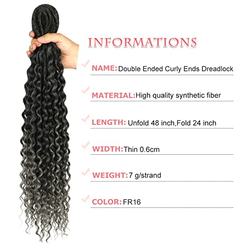 Dairess 24Inches Synthetic Double Ended Wavy Dreadlock Extensions10Strands/Pack Style Curly Loose Ends Dread Extensions Thin0.6Cm Handmade Soft Reggae Hair Hip-Hop Style Dreads Synthetic Dreadlock Extensions (Curly Ends（10 Strands）, Fr16) #TOP2