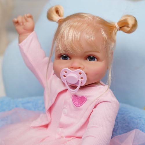 VacosHeart Lifelike Reborn Baby Dolls- 20 inch Handmade Realistic Newborn Girl w/Long Hair & Poseable Vinyl Limbs & Soft Cloth Body & Feeding Kit Toy Birth Certificate Accessories Gift for Kid Age 3+