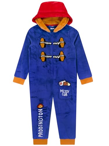 Paddington Bear Onesie Jungen | Onesie Kinder Kuschelig | Schlafoverall Kinder Mit Haube | Blau 110