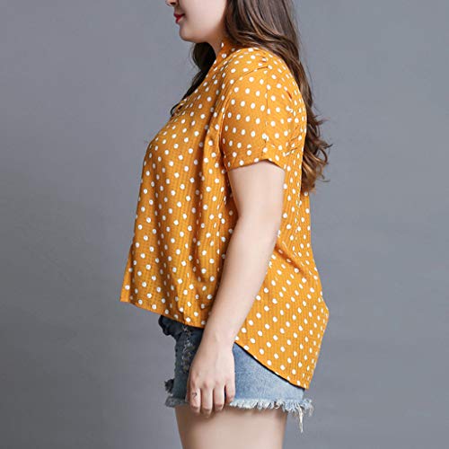 menolana Camiseta Feminina Feminina de Bolinhas com Decote em V Superdimensionada Solta E de Manga C