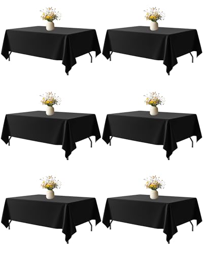 Image of Niuara Black Polyester Table Cloth, 6 Pack, 60 x 102 in
