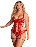 porte jarretelle rouge et noir Dentelle Délicate & Confit Naturel：Ce guêpière dentelle grande taille femme épouse délicatement la poitrine grâce à sa coupe soutenue et son rembourrage léger. Les armatures et élastique assure un confit naturel et une mise en valeur subtile de votre silhouette