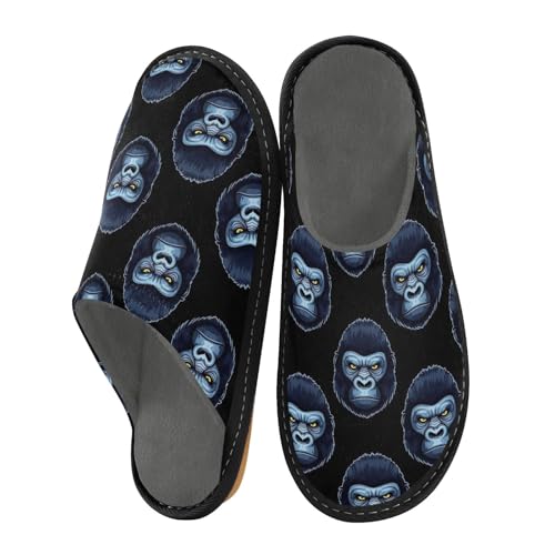 ODAWA Gorilla Head Memory Foam House Slippers Shoes for Elderly Women, Slip On House Shoes for Women Size 4-5