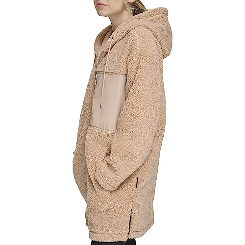 DKNY Women's Performance Sherpa Hybrid Longline Fullzip3