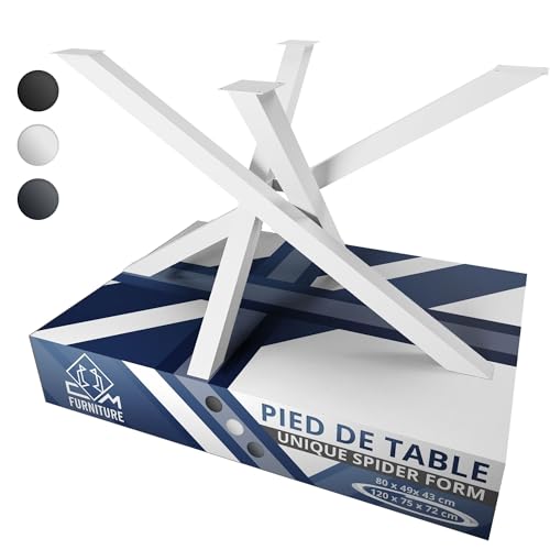 CM Furniture Pied de Table Basse Blanc Unique Mikado Spider Araignee Form Pietement 72 cm Hauteur Pieds Basse Central Mikado Industriel Table à Manger Salon...