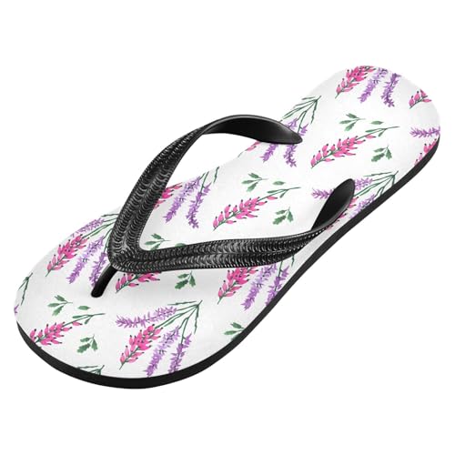 Purple Pink Flower White Flip Flops for Beach Thong Sandals Anti-slip Lightweight Beach Shoes for House Indoor Outdoor2