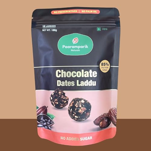 Image of Chocolate Laddoos Cashew & Dates | Sugar Free 95% Dry Fruits| No Added Sugar, Calcium Rich Energy Bites 180 gm (Chocolate Ladoo)