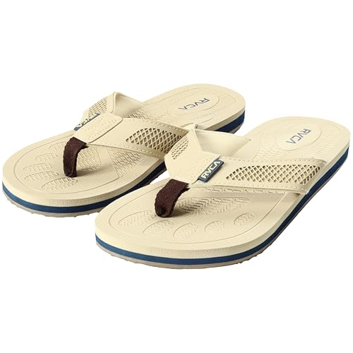 Image of RVCA Perforated T-Bar Sandals - Breathable, Cushioned, and Durable Footwear