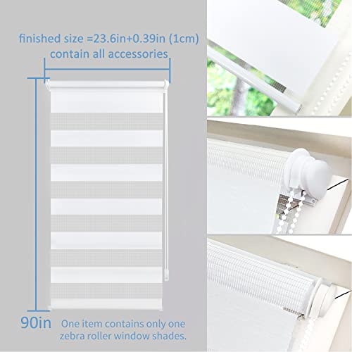 Zebra Roller Window Shades Zebra Double Roller Blinds For Frech Door 23.6"X90" Horizontal Day And Night Roller Sheer Window Shades White #TOP5