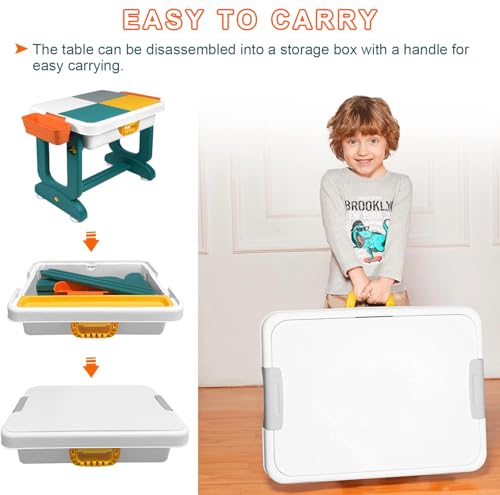 Image of Dawnwake 4-in-1 Kids Study Table with 1 Chair (Blocks Not Included) - Block & Study Desk (2-7Y)