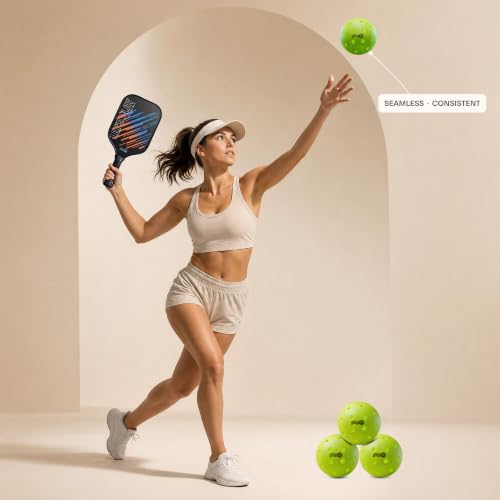 Image of playR Pickleball Balls - Injection Molded Lightweight Pickleballs, Durable Construction, Power, Stable Flight & Consistent Bounce, Precision Performance Balls for Training & Match Play - Pack of 4
