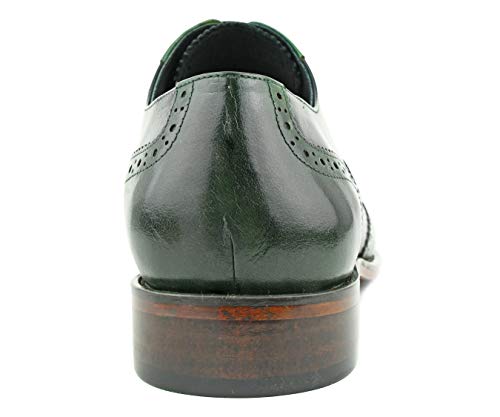 Asher Green Ag100 - Men's Dress Shoes - Genuine Calf Leather Wingtip Oxfords - Two Tone And Multi Tone Mens Dress Shoes, Olive, Size 10 #TOP4