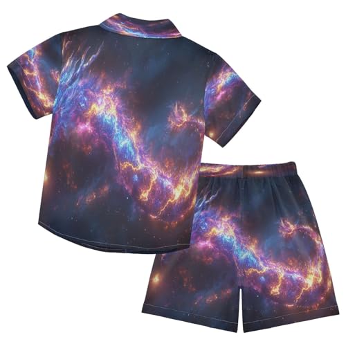 Boccsty Purple Dragon Lightning Boy Summer Shorts Sets Hawaiian Toddler Boys T-Shirt & Pants 2 Pcs 3T2