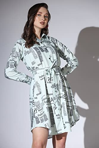 Image of Leriya Fashion Western Dress for Women | Rayon Paper Printed Dresses with Belt | Collared Neck on Button | Knee Length Dresses for Women | Ideal for Outing | Hangouts for Girls